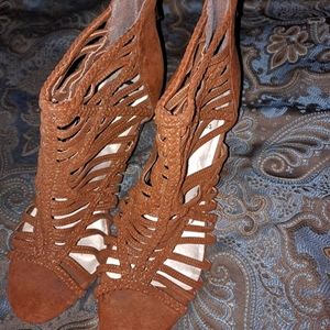 Strappy brown heels